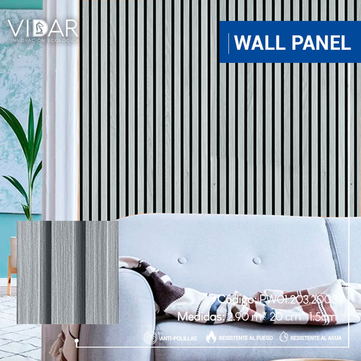 VIDAR - WALL PANEL WPC INTERIOR GREY OLD VENTA POR 5 UNIDADES