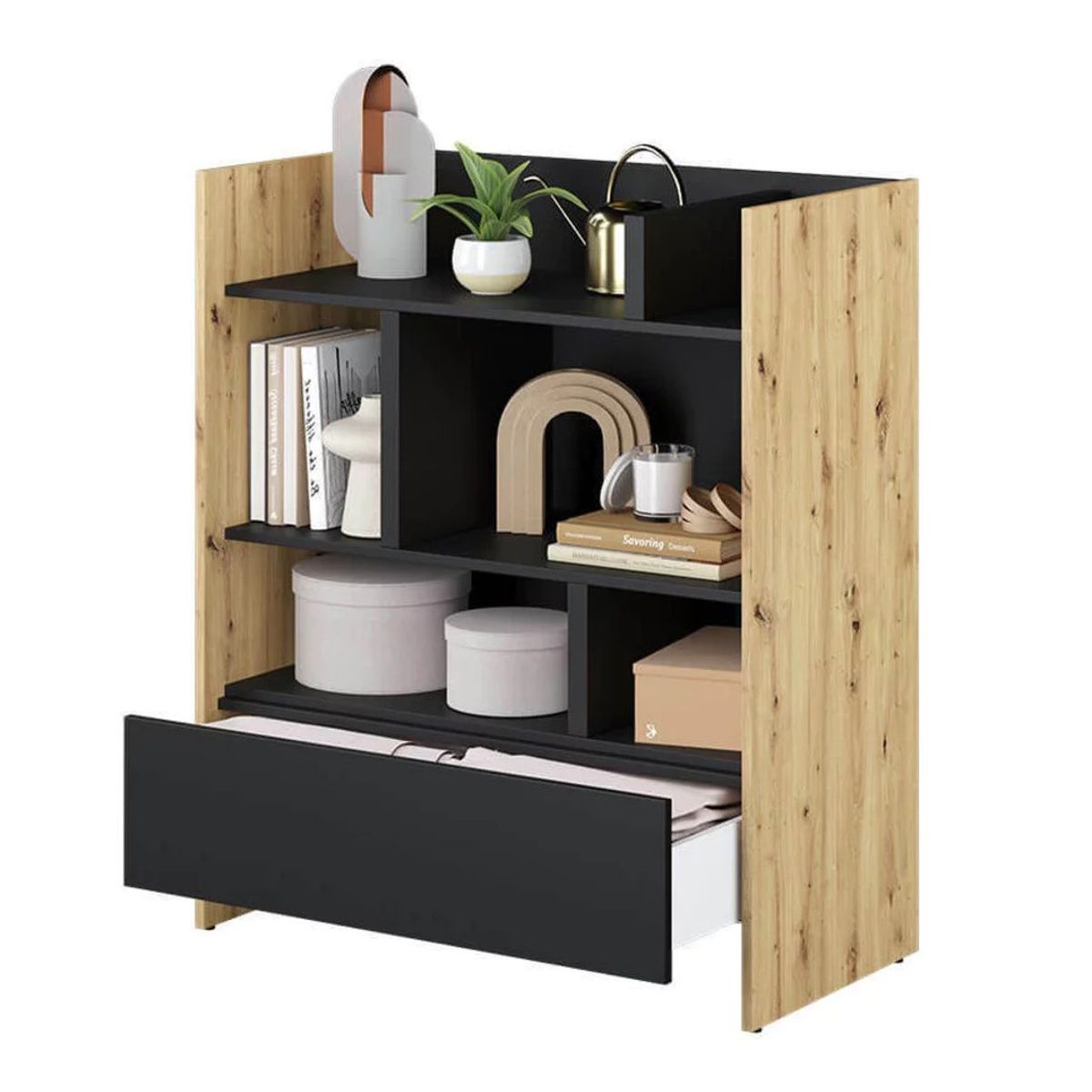 TU MESITA - Estante Bajo Boston color DunaNegro TU MESITA