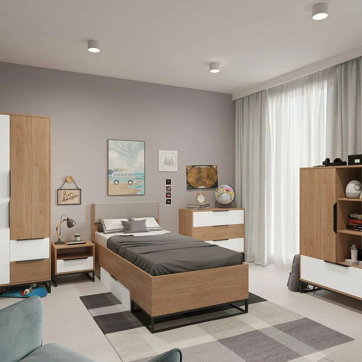 TU MESITA - Librero Moderno Fernando 1 puerta 1 cajón TU MESITA