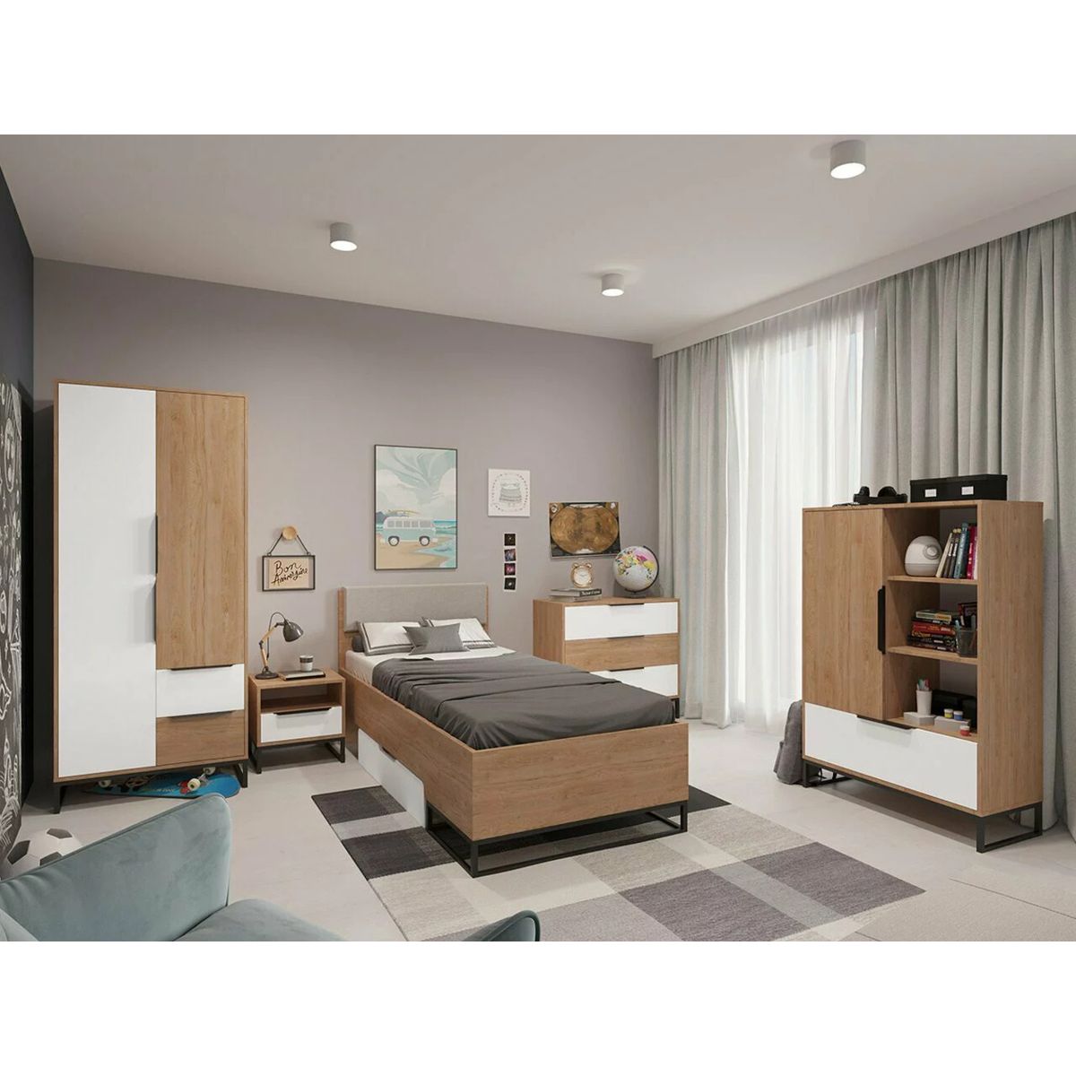 TU MESITA - Librero Moderno Fernando 1 puerta 1 cajón TU MESITA