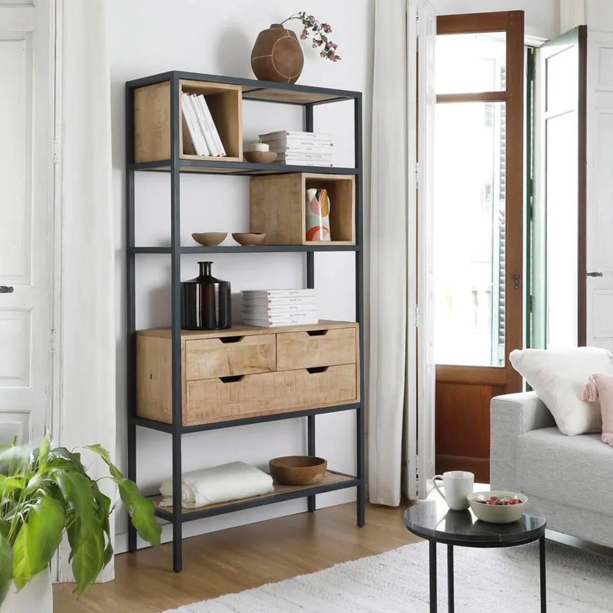 TU MESITA - Estante Vintage Jung Marrón-Negro 95 cm TU MESITA