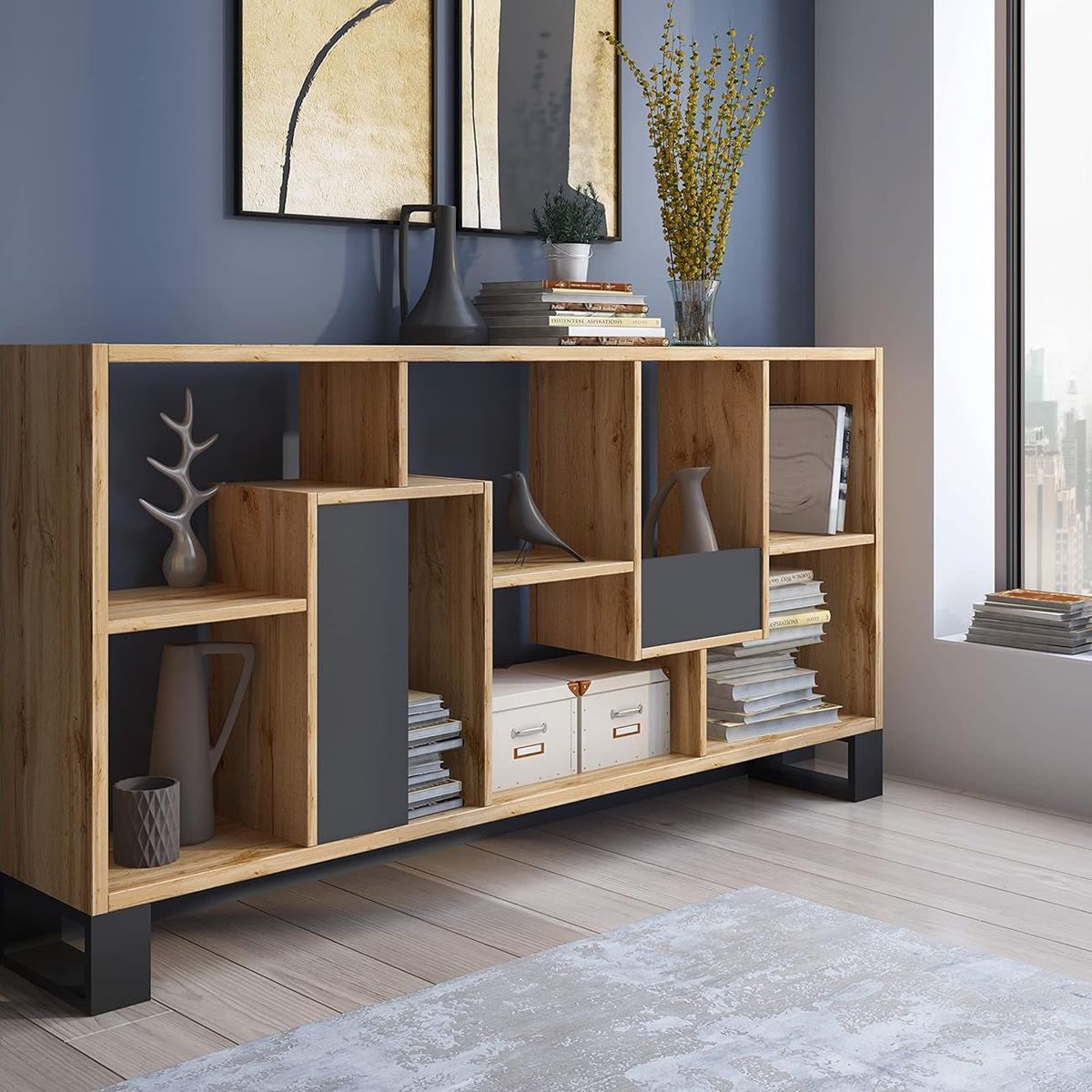 TU MESITA - Estanteria Larga Rústica Bolivar color Marrón claro TU MESITA