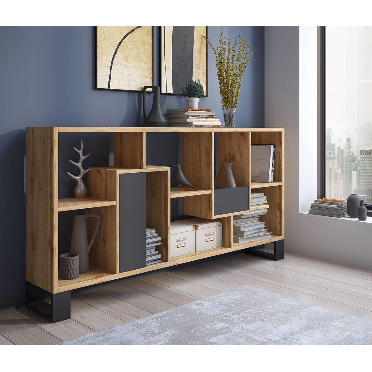 TU MESITA - Estanteria Larga Rústica Bolivar color Marrón claro TU MESITA