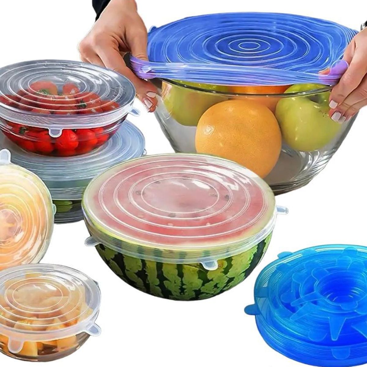 GENERICO - Pack: 12 unidades de Tapas Silicona Extensible Anti Escurrimiento