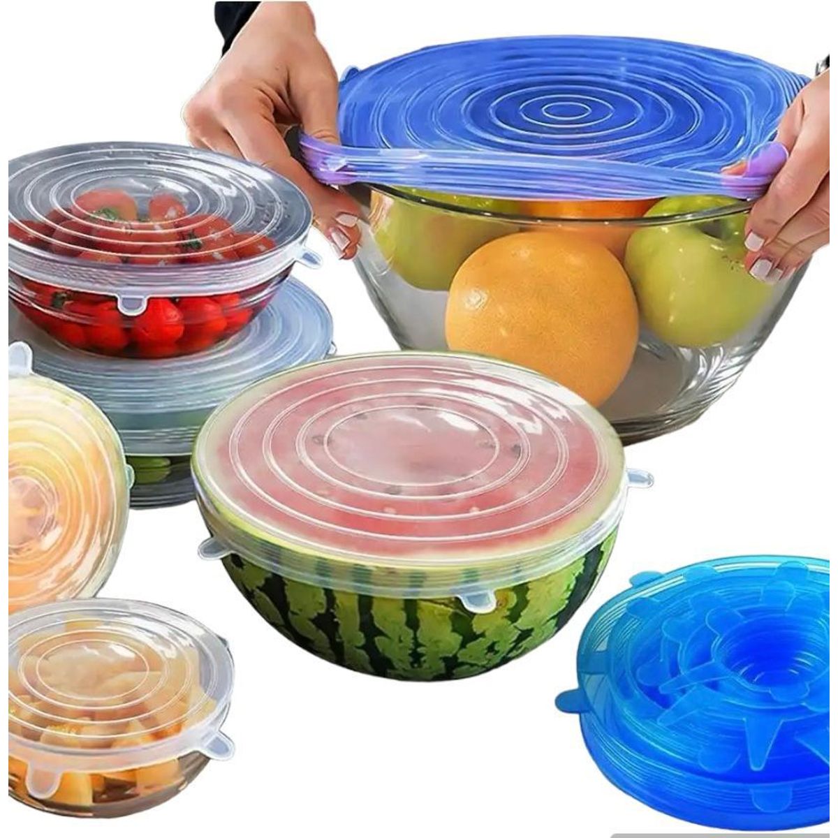 GENERICO - Pack: 12 unidades de Tapas Silicona Extensible Anti Escurrimiento