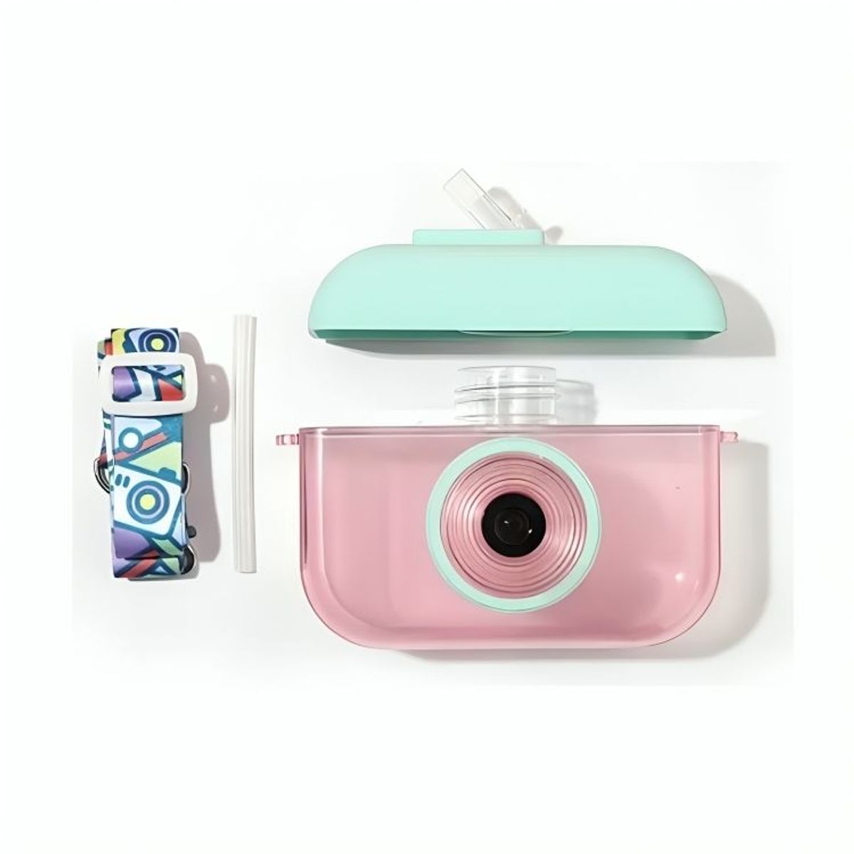 GENERICO - Tomatodo Cámara De 400 ml Con Correa Y Stickers Kawaii