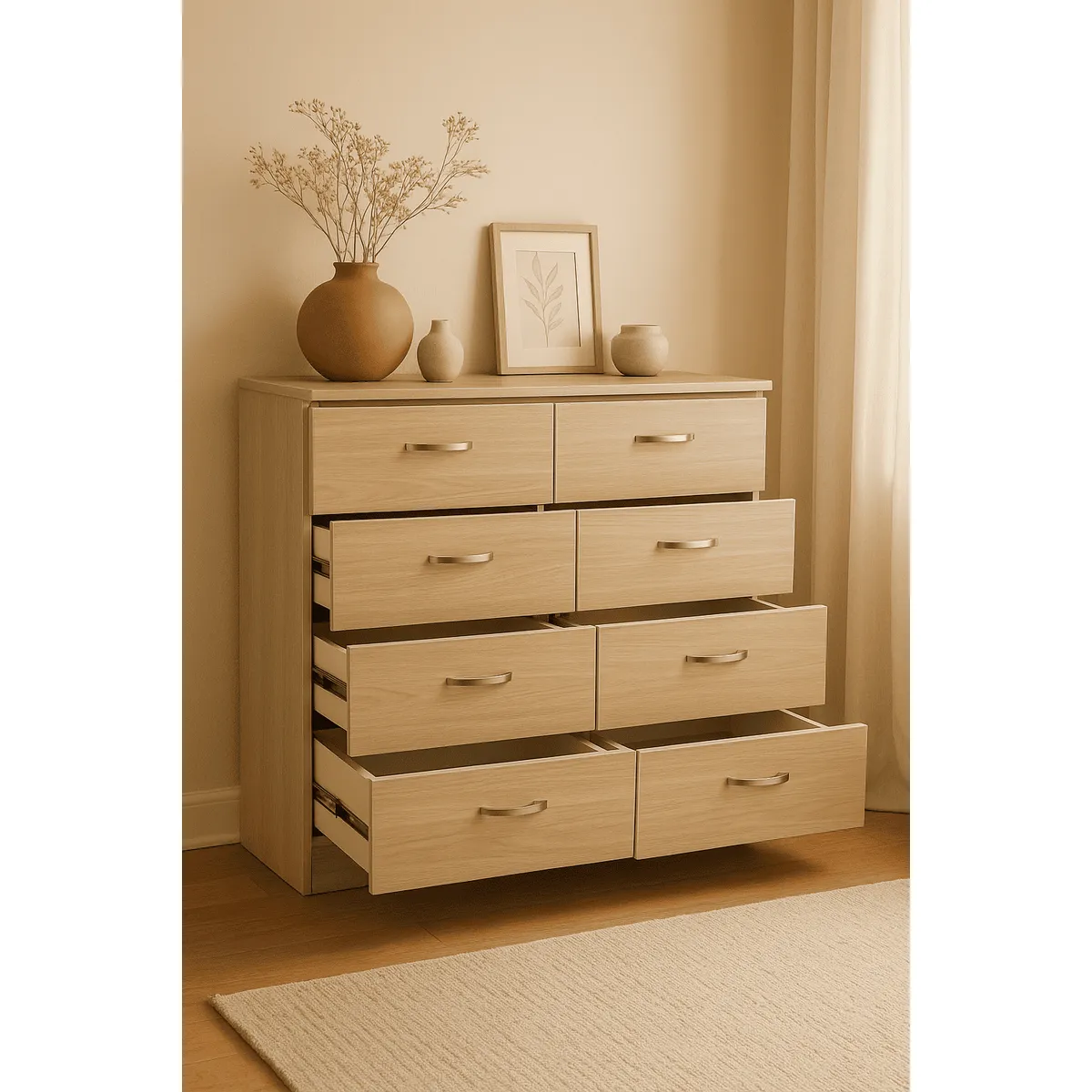 MUEBLES MACRUMO - Cómoda 8 Cajones Arena- Armado