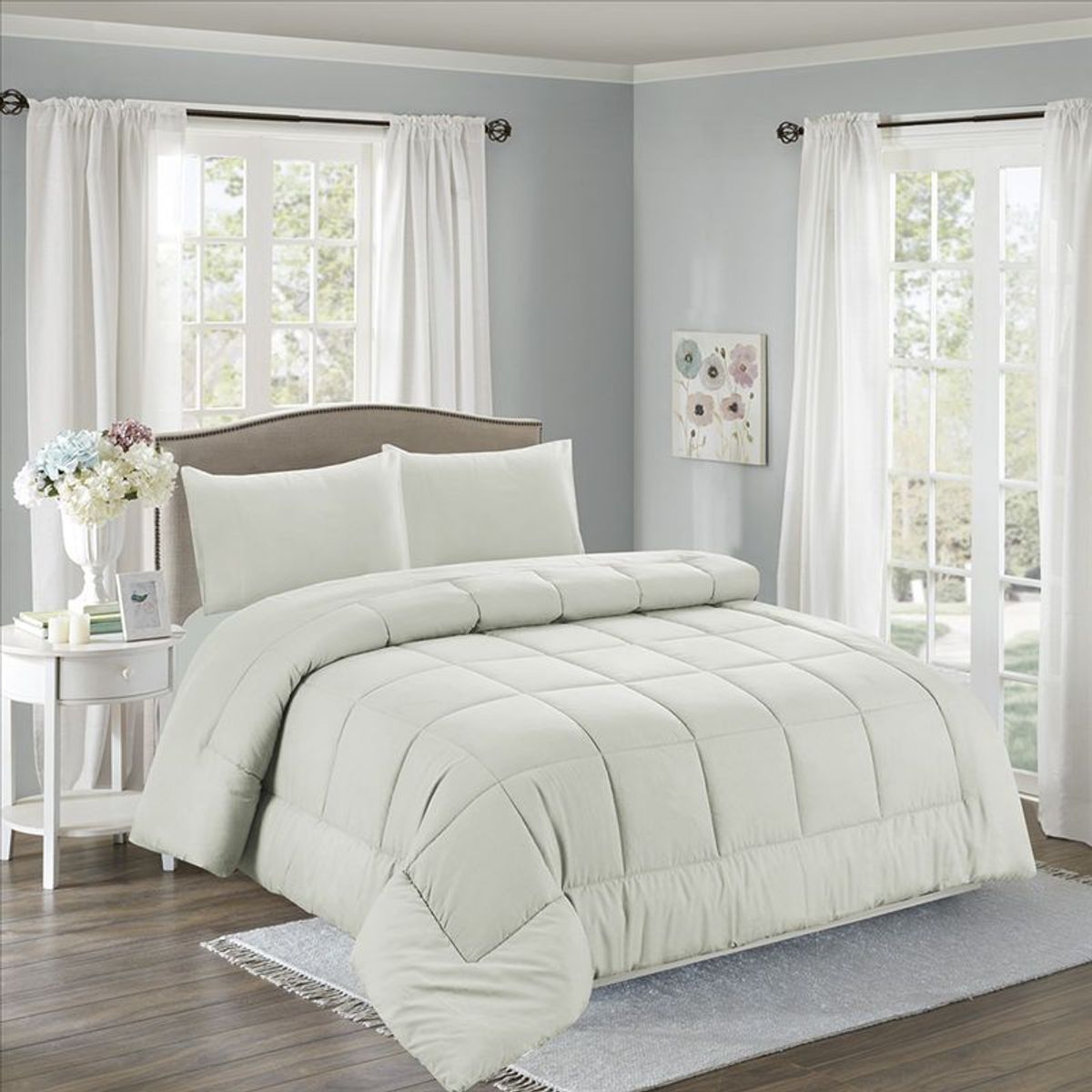 CASATEX - Edredón acolchado 2 plazas + Juego de sábanas 100% Algodón