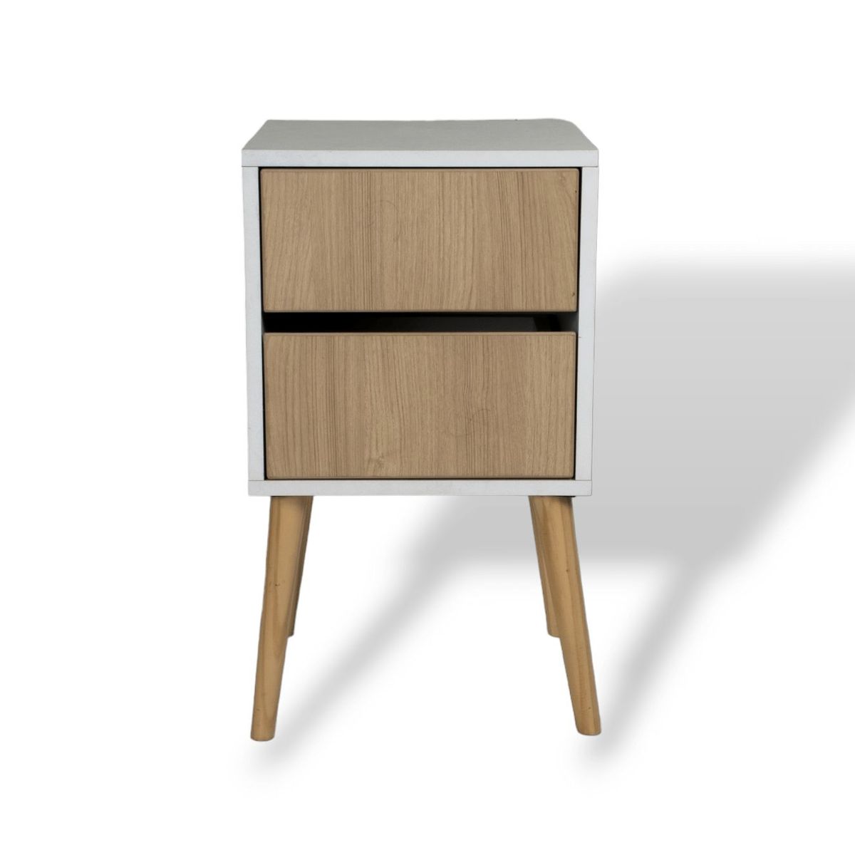 MUEBLES MACRUMO - Velador Vintage 2 Cajones Arena