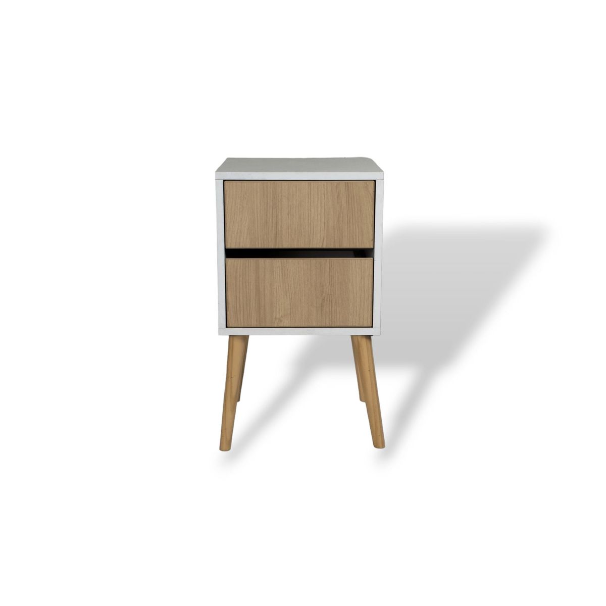 MUEBLES MACRUMO - Velador Vintage 2 Cajones Arena