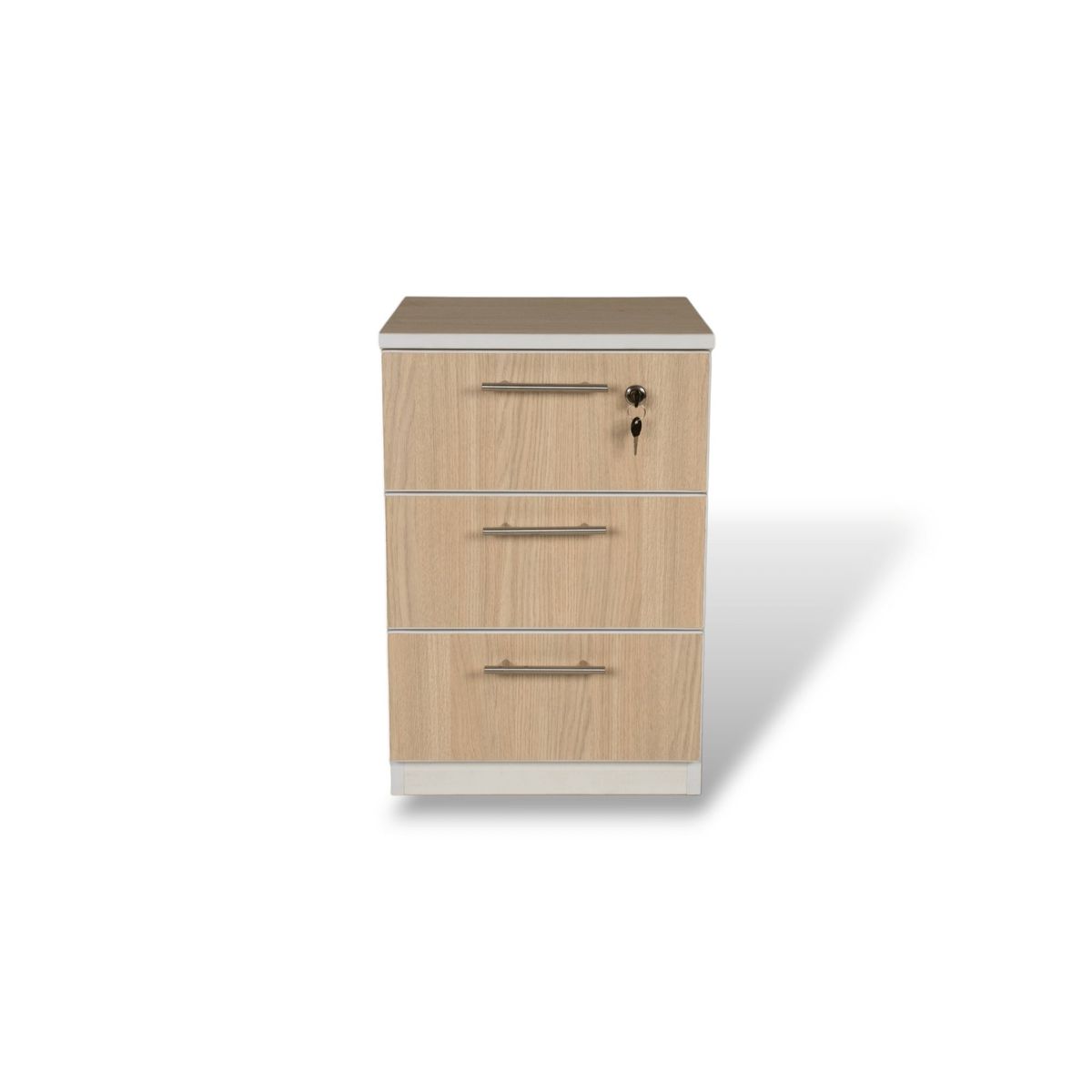 MUEBLES MACRUMO - Velador 3 Cajones + Cerradura. Color Arena