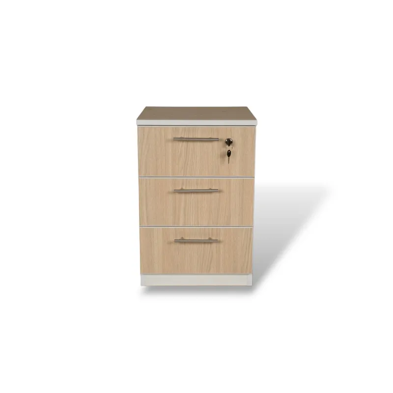 MUEBLES MACRUMO - Velador 3 Cajones + Cerradura. Color Arena