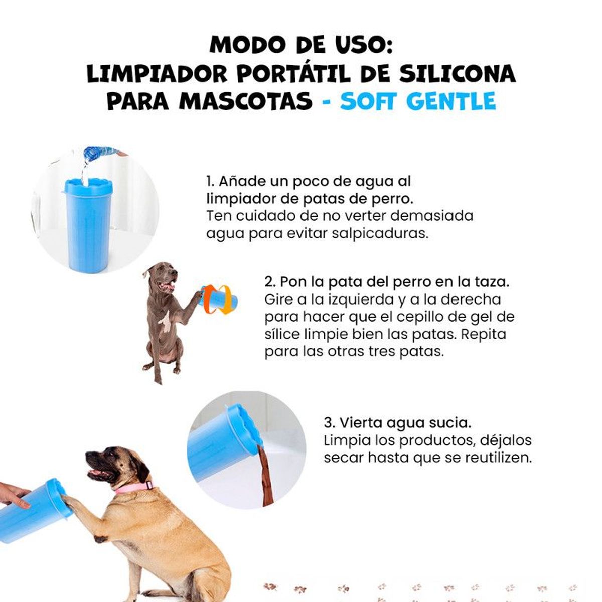 GENERICO - Limpiador portátil de silicona para mascotas Azul
