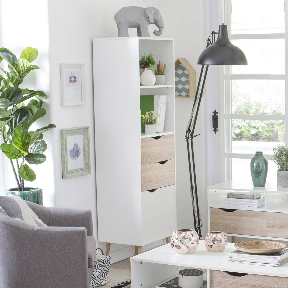 TU MESITA - Estante Vintage Ivana BlancoOak 171 cm TU MESITA