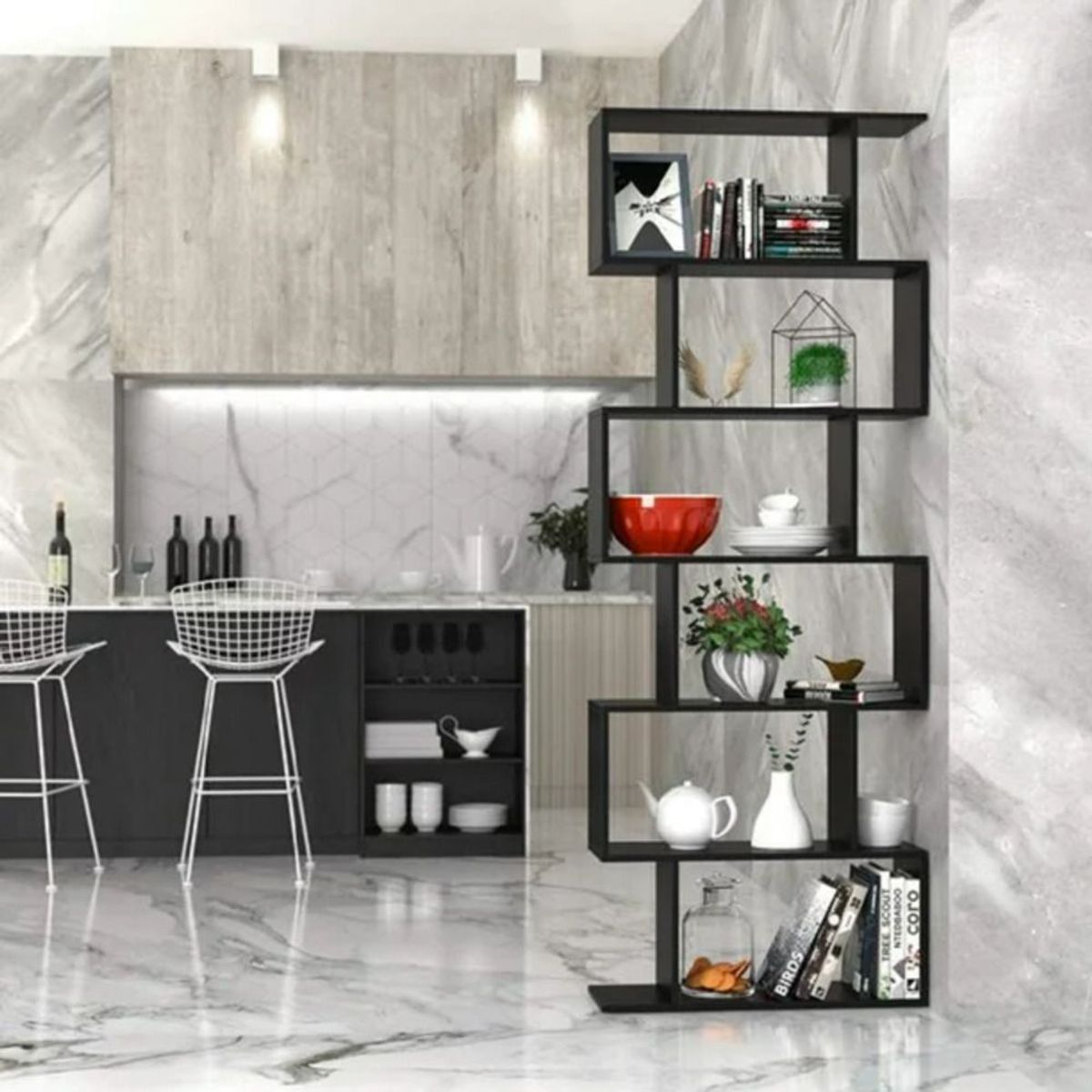 TU MESITA - Estante Contemporáneo Puerot Negro 145cm TU MESITA