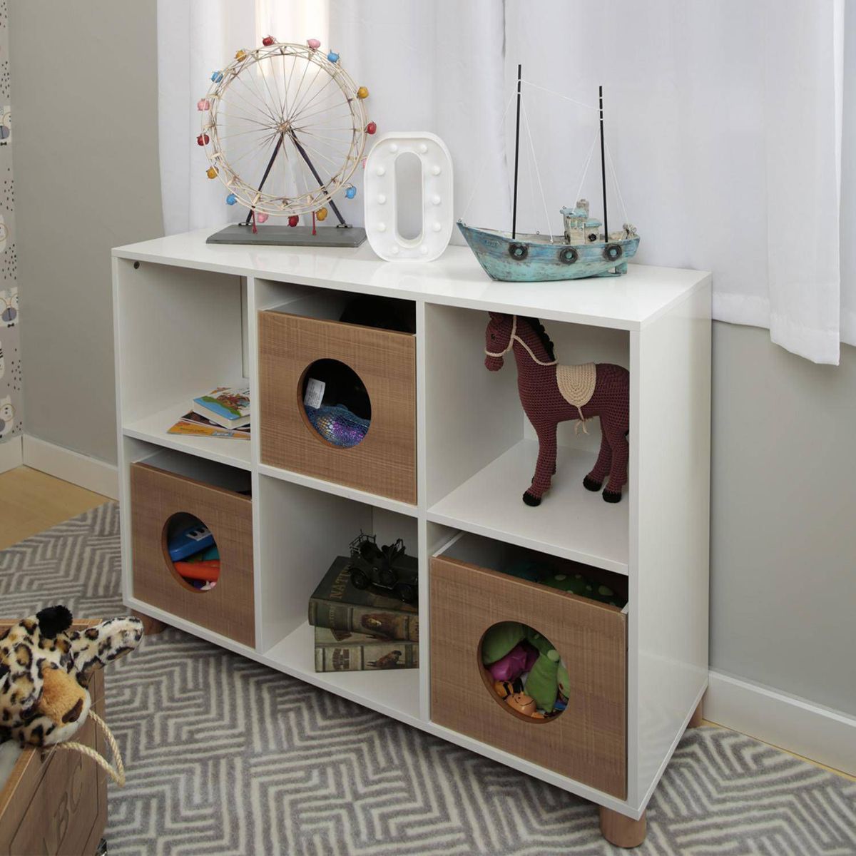 TU MESITA - Estante Infantil Noah 6 Repisas 133x77x35 cm BlancoCafé TU MESITA