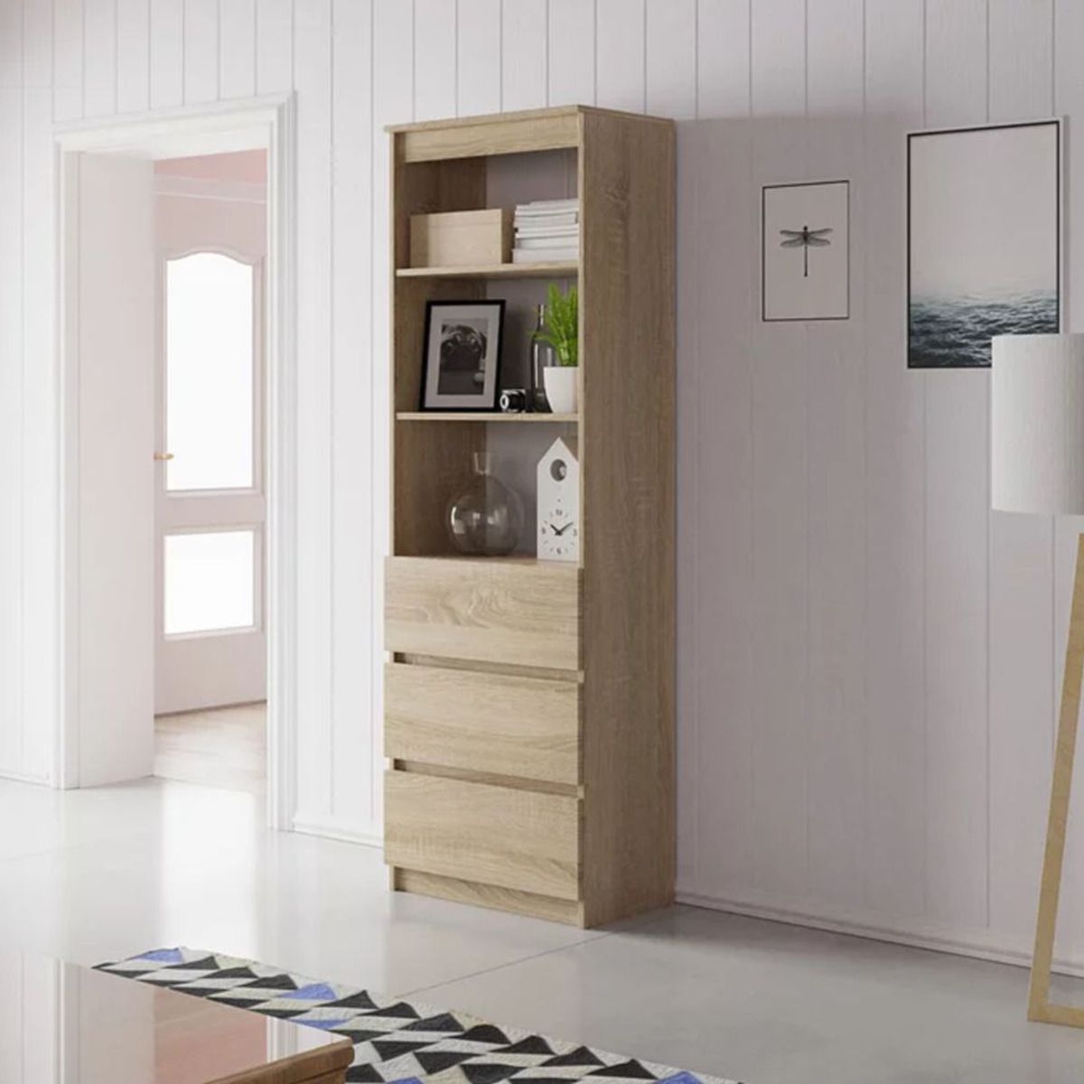 TU MESITA - Librero Clásico Genesis color Haya 3 cajones TU MESITA