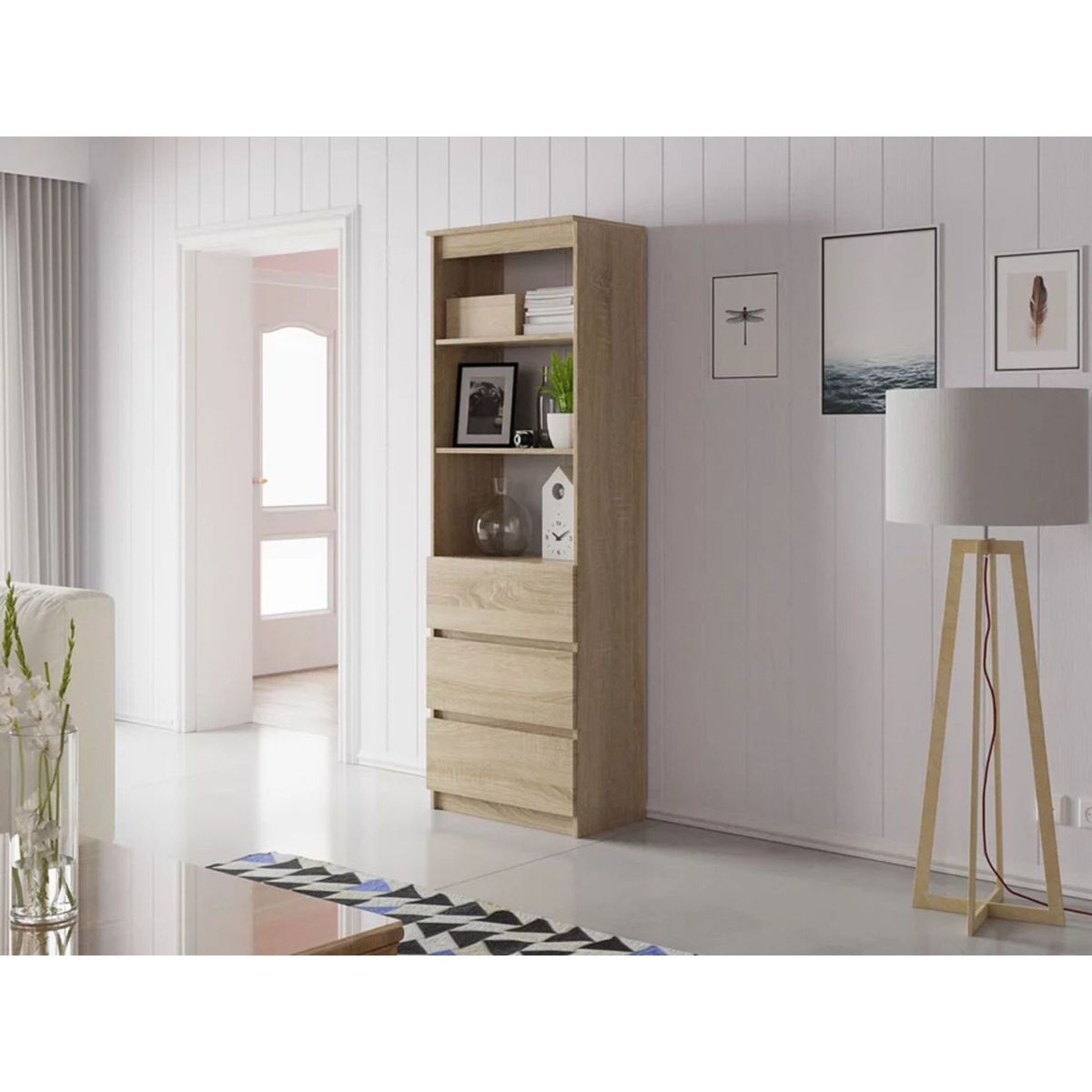 TU MESITA - Librero Clásico Genesis color Haya 3 cajones TU MESITA