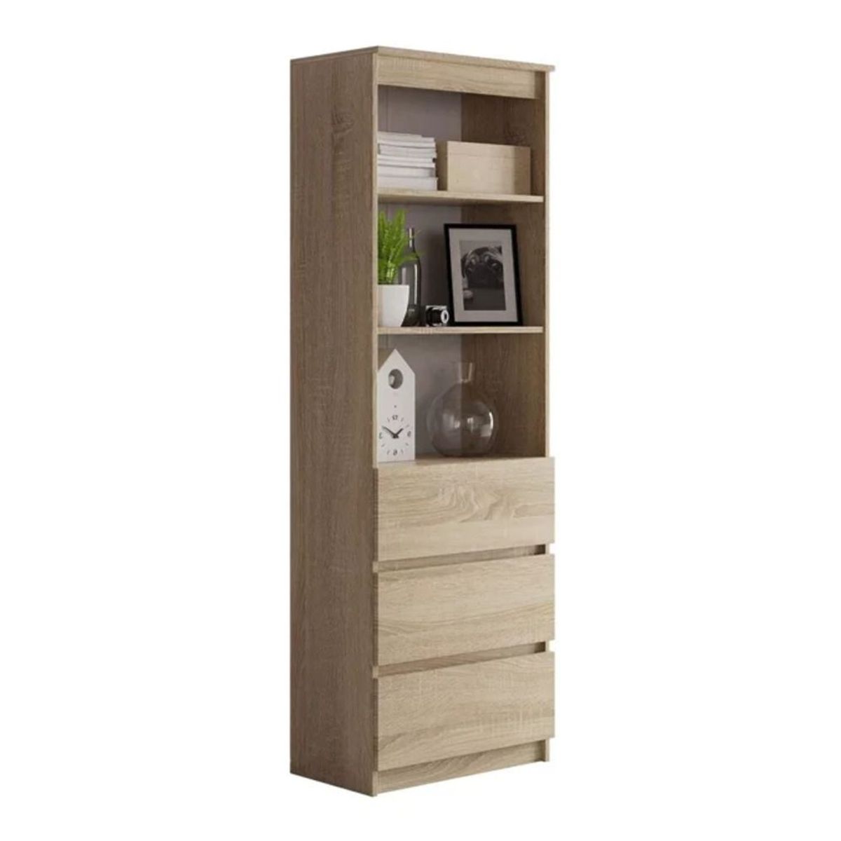 TU MESITA - Librero Clásico Genesis color Haya 3 cajones TU MESITA