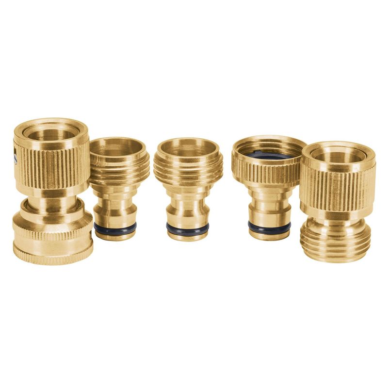 TRUPER - Juego de 5 conectores 3/4" rápidos de latón sistema click Truper