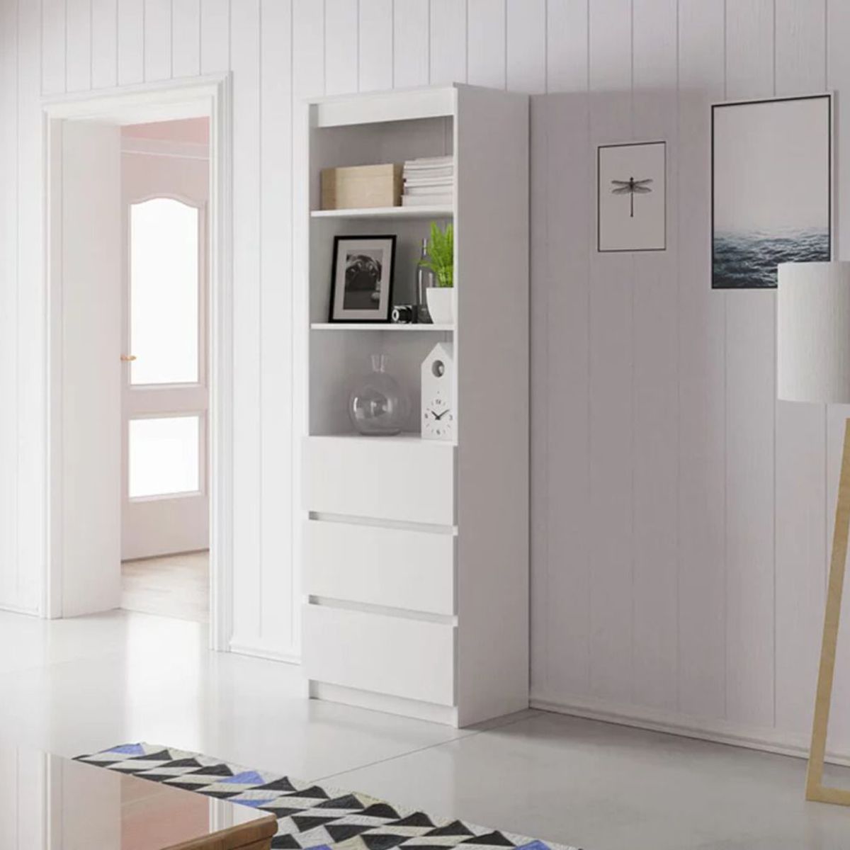 TU MESITA - Librero Clásico Genesis color Blanco 3 cajones TU MESITA