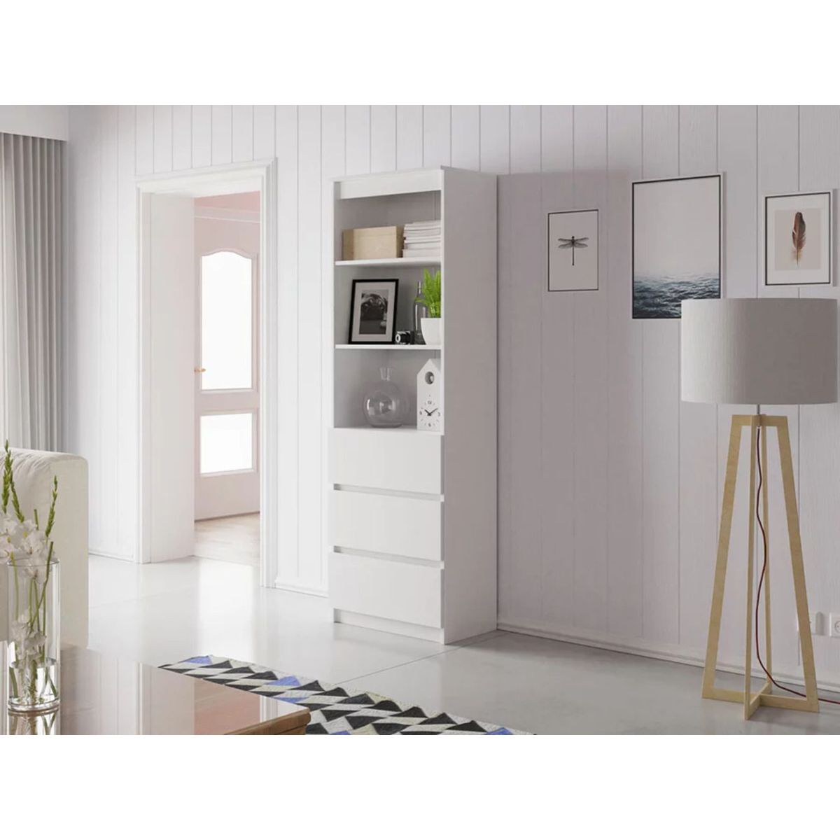 TU MESITA - Librero Clásico Genesis color Blanco 3 cajones TU MESITA