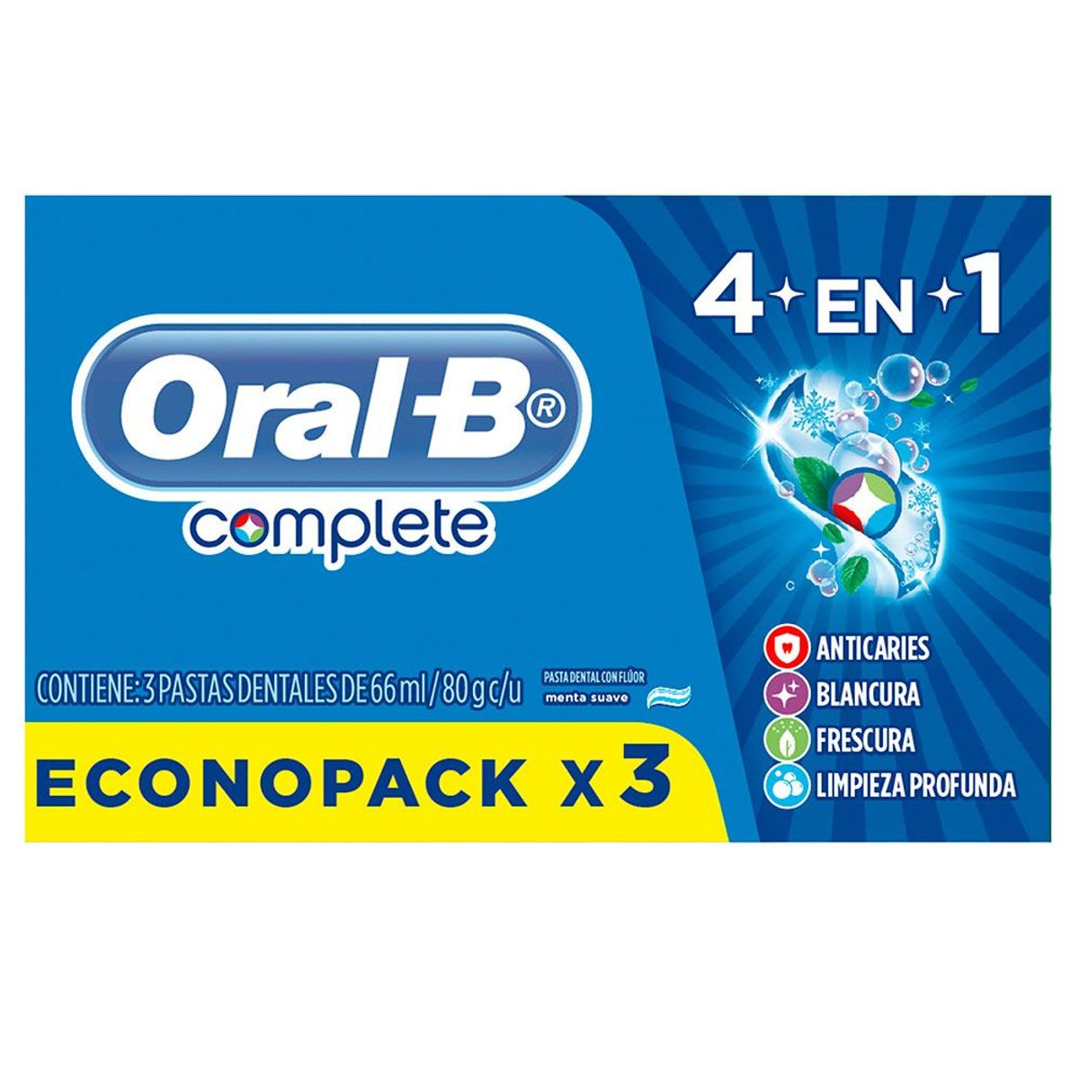 ORAL B - Oral b pasta dental complete 4en1 66ml x3 unidades
