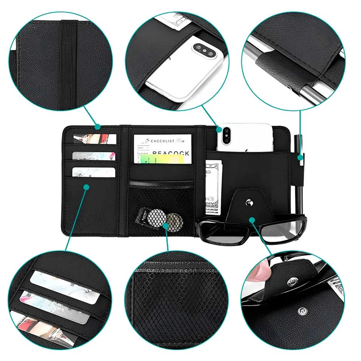 GENERICO - Organizador De Visera Automóvil Porta Gafas parasol bolsillos carro