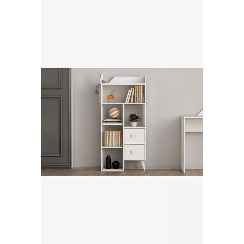 TU MESITA - Librero Moderno Vallejo con repisas 2 cajones TU MESITA color Blanco