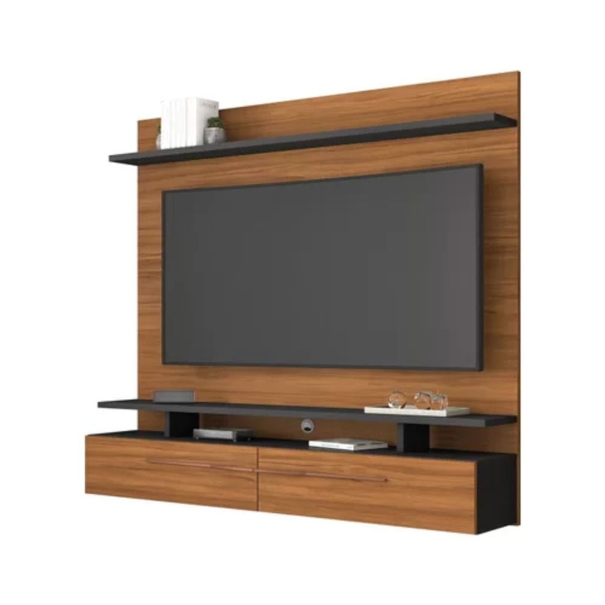 TU MESITA - Mueble para TV Flotante 2 Cajones Argos color Haya/Negro TU MESITA
