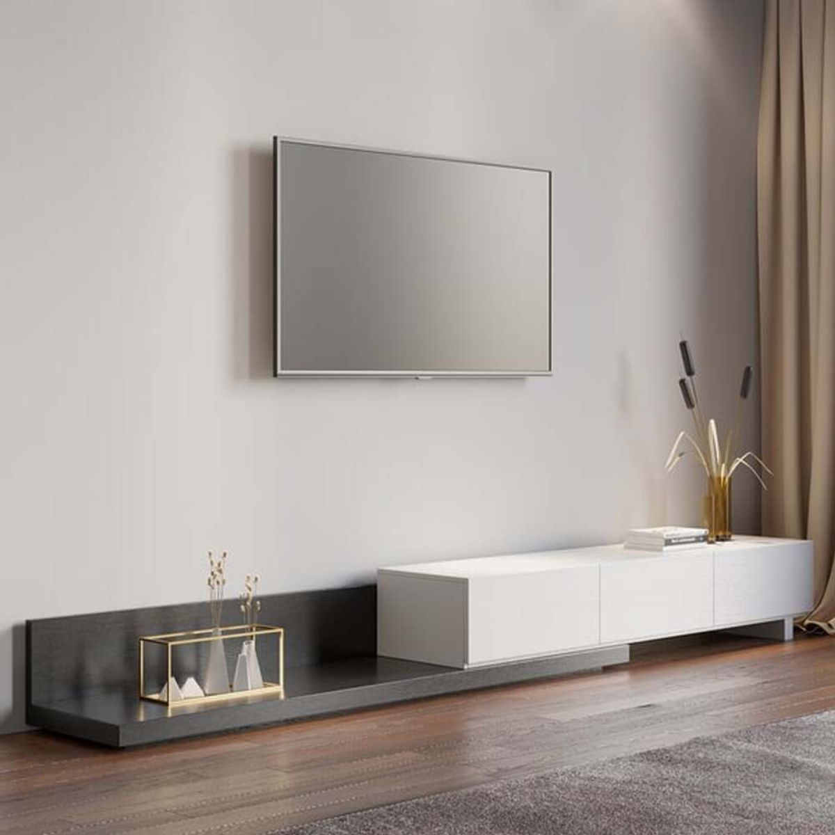 TU MESITA - Mesa para TV Extensible Carolina color BlancoNegro TU MESITA