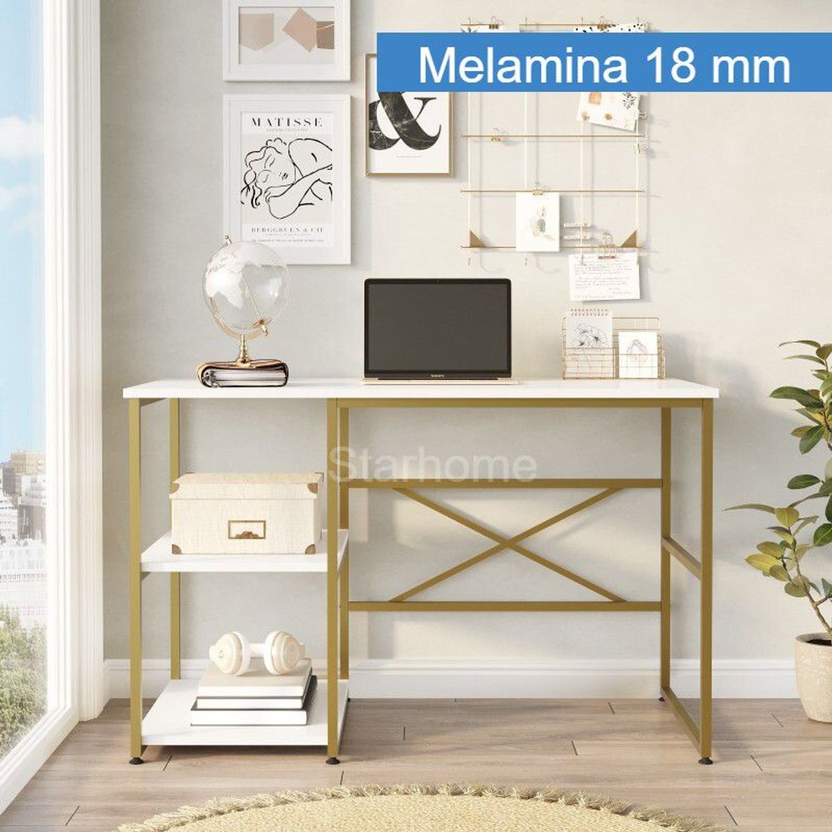 STARHOME - ESCRITORIO STARHOME ESTILO INDUSTRIAL LUXURY BLANCO