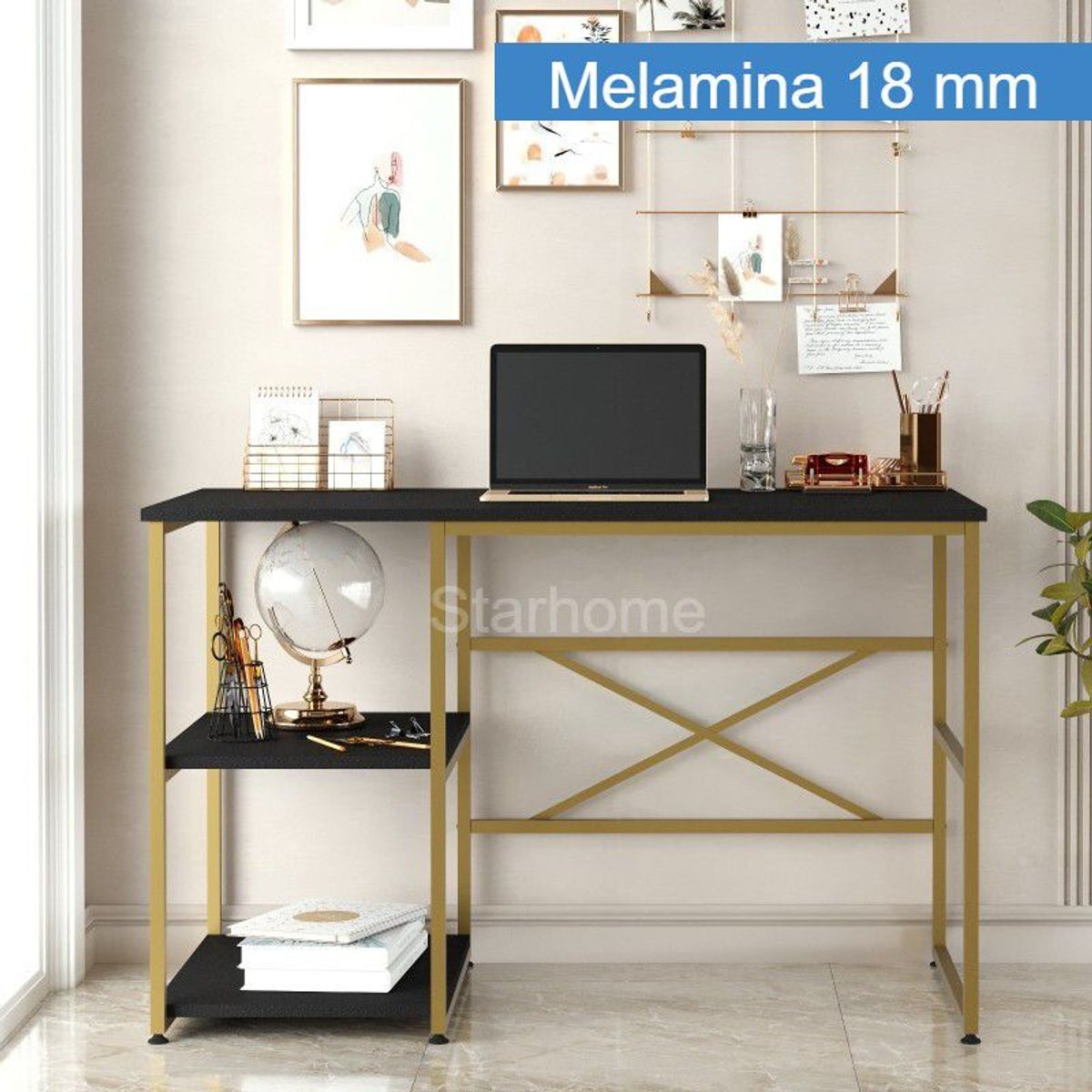 STARHOME - ESCRITORIO STARHOME ESTILO INDUSTRIAL LUXURY NEGRO