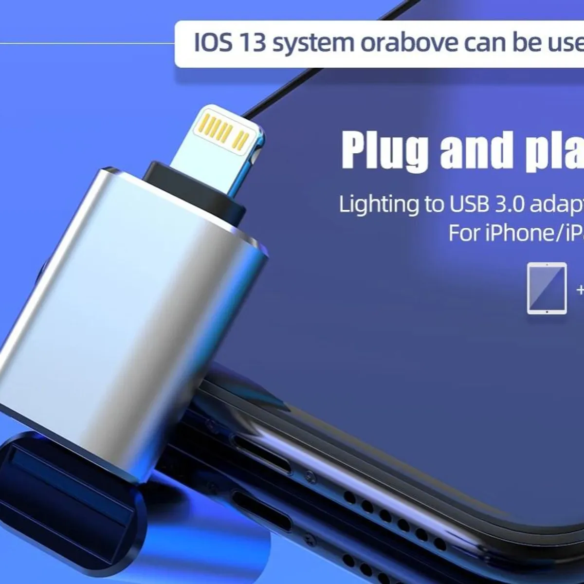 GENERICO - ADAPTADOR OTG USB 3.0 A LIGHTNING IPHONE TRANSFERENCIA DE DATOS