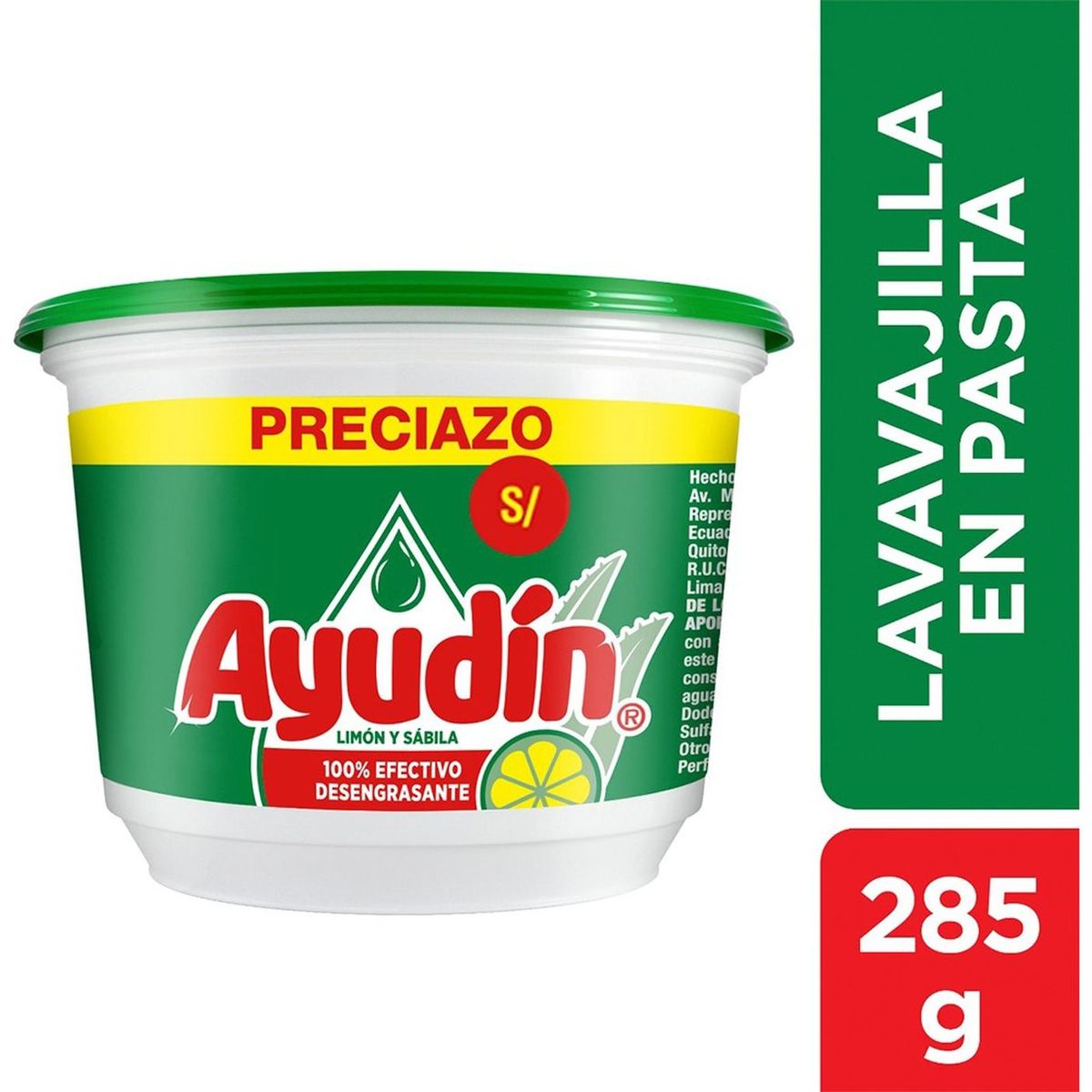 AYUDIN - Lavavajillas en Pasta Ayudín Limón y Sábila 285g