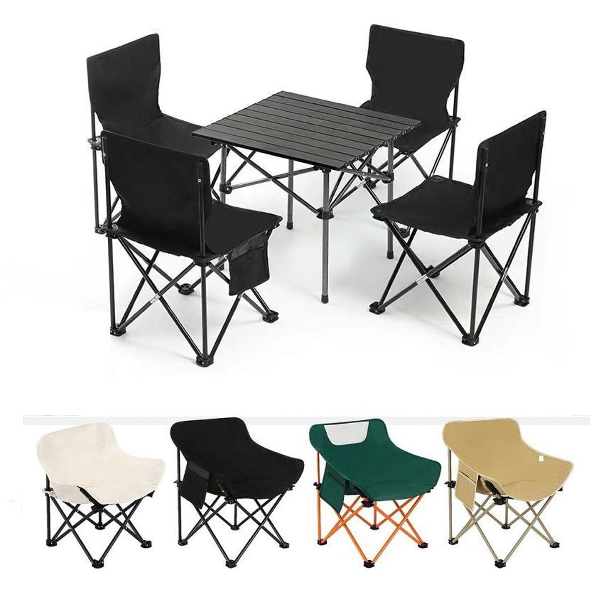 GENERICO - Juego de mesa con 4 sillas plegables para camping, pesca, picnics