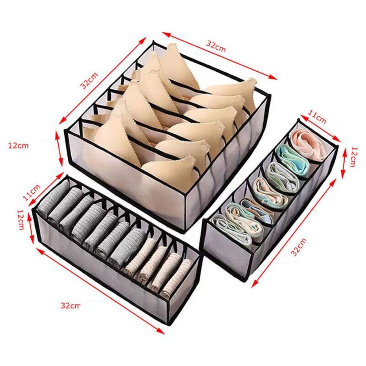 GENERICO - Set de organizadores para ropa interior negro