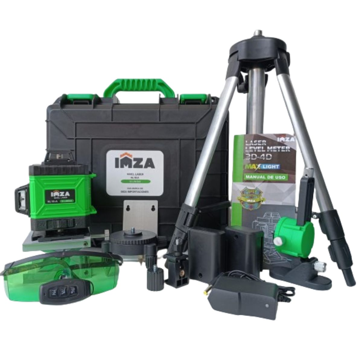 IMZA - Nivel láser IMZA 16 líneas autonivelante luz verde 2 baterias  NL16-A