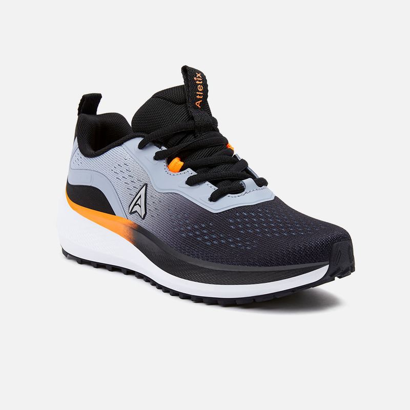 NEW ATHLETIC - ZAPATILLAS ATLETIX RUNNING FORT05 GRIS OSCURO CON NARANJA PARA MUJER