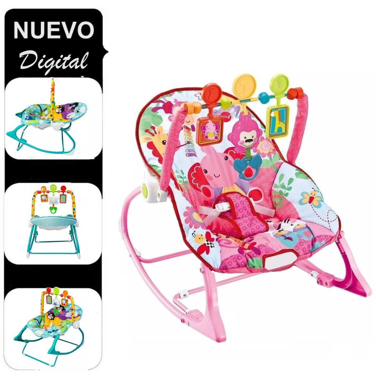 MULTITOP - Silla Mecedora con Vibrador Musical y Toys ELEFANTE