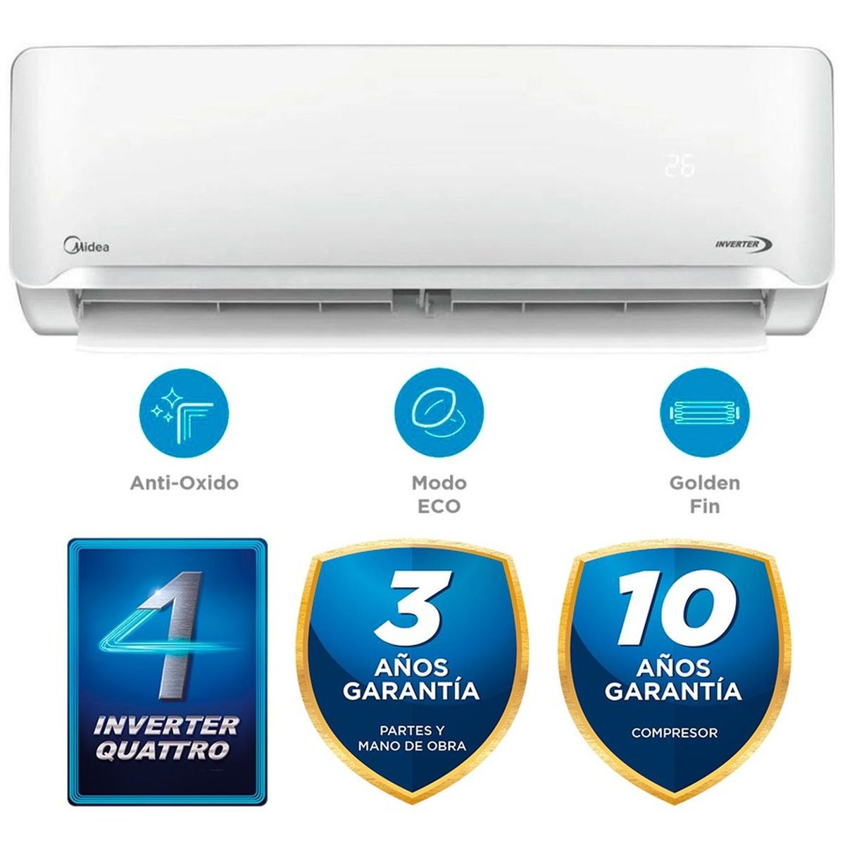 MIDEA - Aire Acondicionado Midea Split Pared Inverter Frío 18000 BTU