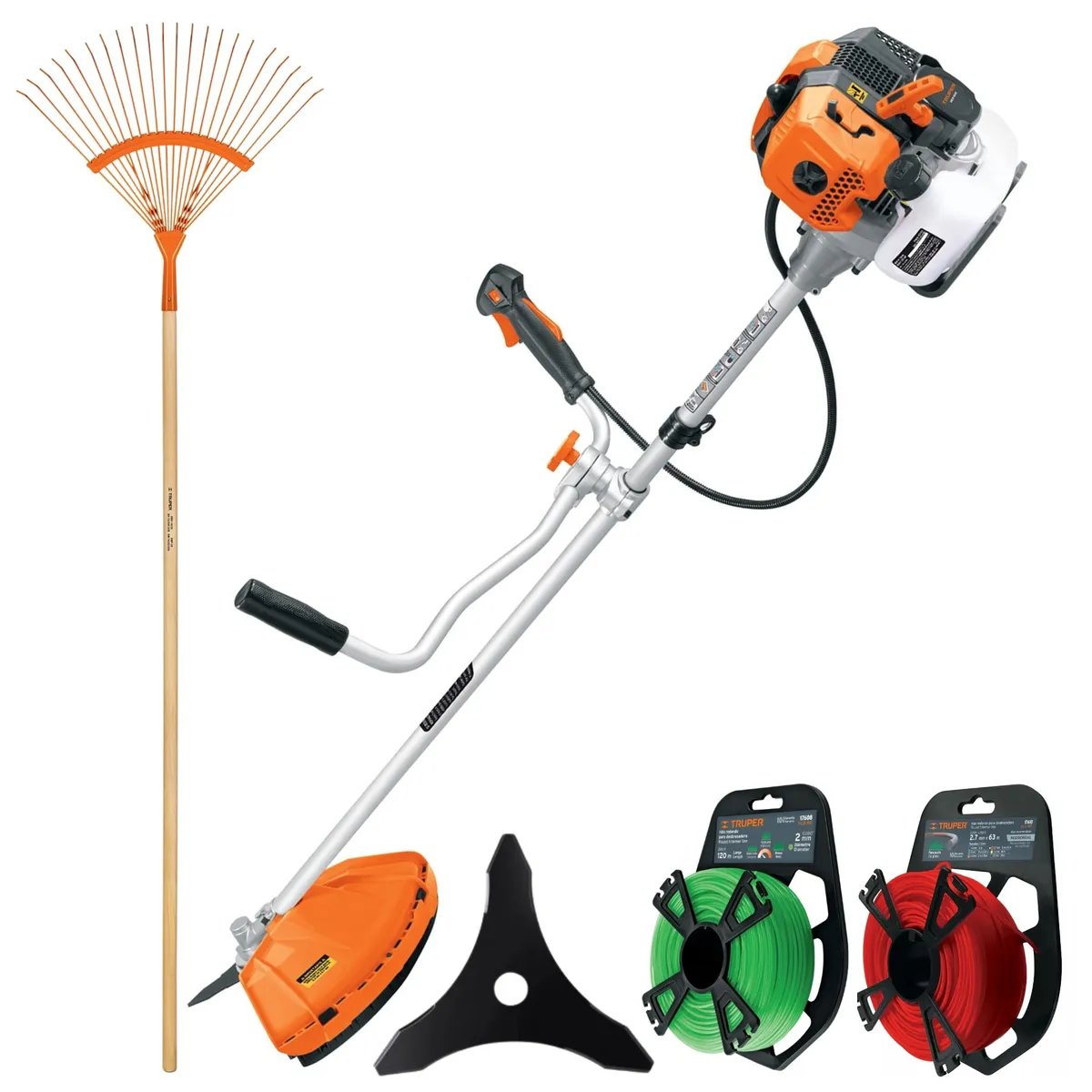 TRUPER - Combo Desbrozadora podadora motoguadaña 2HP gasolina 18 Pulg Truper