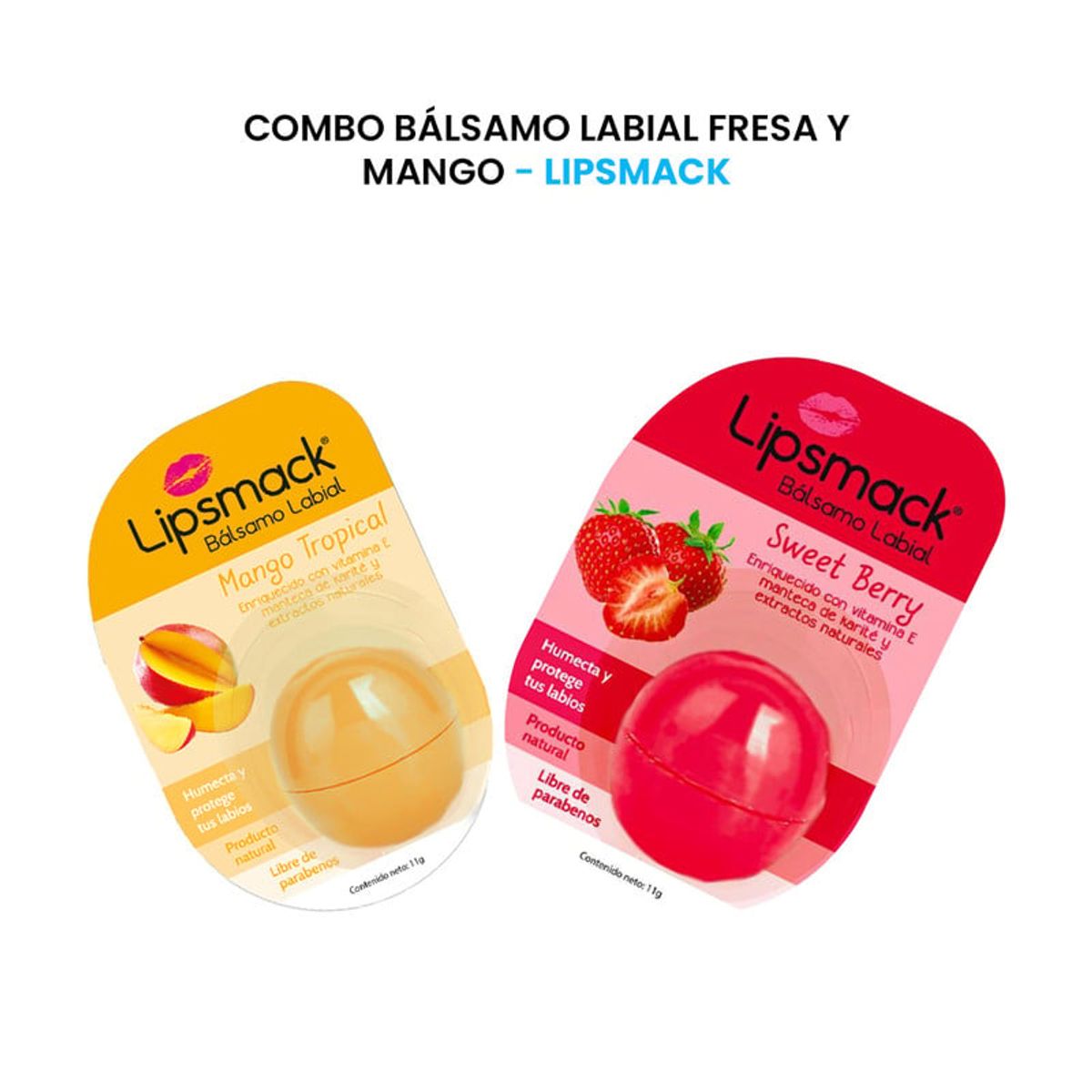GENERICO - Combo Bálsamo labial fresa y mango - Lipsmack