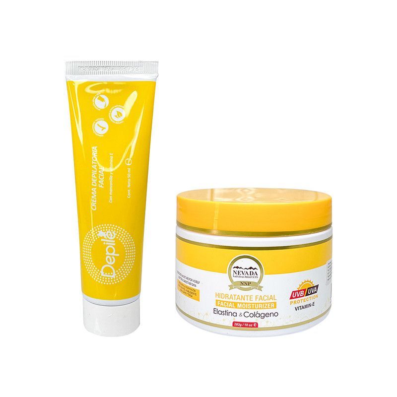 NEVADA NATURAL PRODUCTS - COMBO - Crema depiladora facial Depilé + Crema Facial de Colágeno NNP
