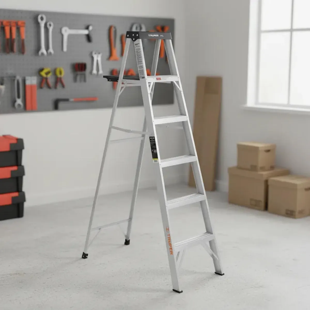 TRUPER - Escalera tipo tijera 5 peldaños soporta 150Kg Truper
