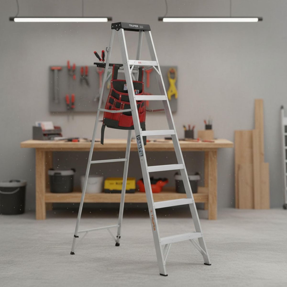 TRUPER - Escalera tipo tijera 6 peldaños soporta 150Kg Truper