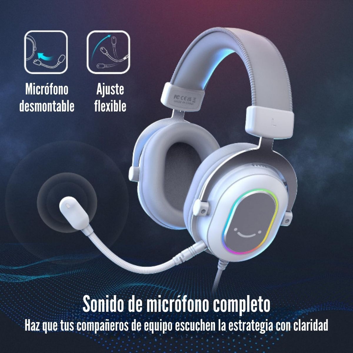 FIFINE - Fifine - Audífono Ampligame H6 RGB Sonido 7.1 - Blanco