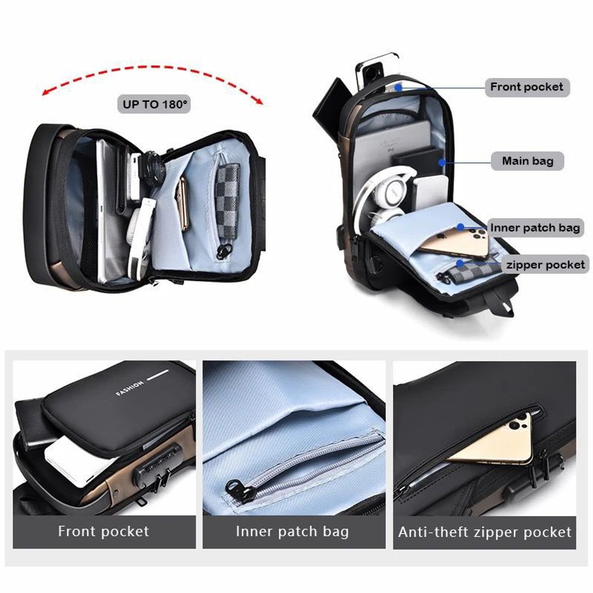 FASHION - Morral Pechera Oxford Impermeable Antirrobo