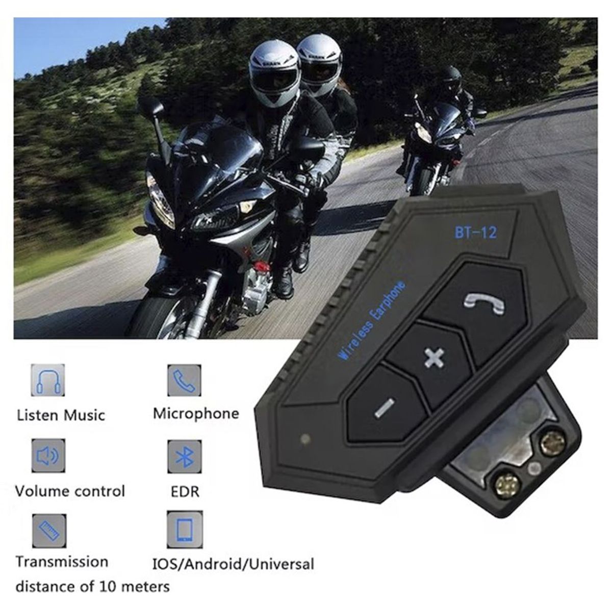 GENERICO - Audífonos para Casco De Moto Bluetooth Auriculares Handsfree