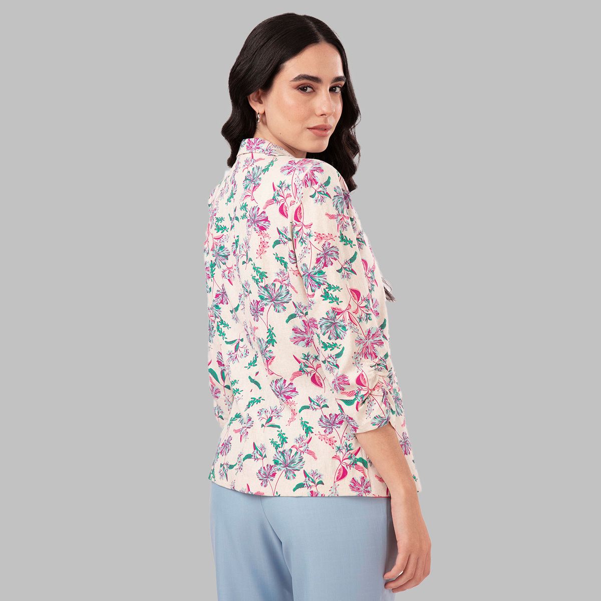 TEILOR - BLAZER DE LINO FLOREADO